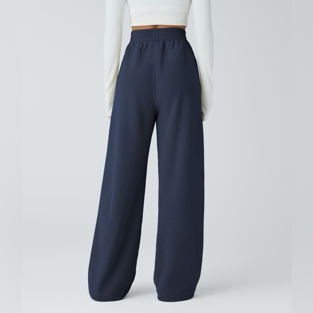 NEW Halara High Waist Straight Mop Corduroy Casual Pants Mood Indigo Size Small - Picture 2 of 9